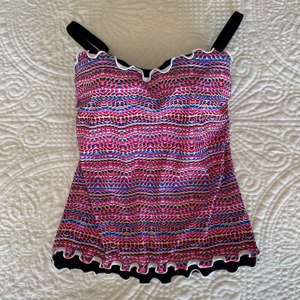 PROFILE BY GOTTEX RIO TANKINI TOP RUFFLED 34D NWT